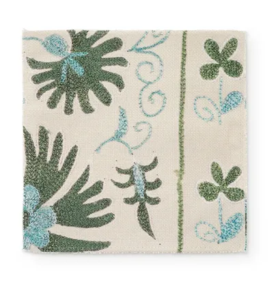 Sage Ribbon Suzani French Pleat Curtain by St. Frank | Green | 120" Panel | Cotton