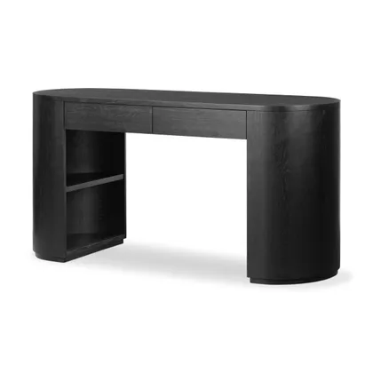 Pilar Desk-Brushed Ebony Oak Veneer