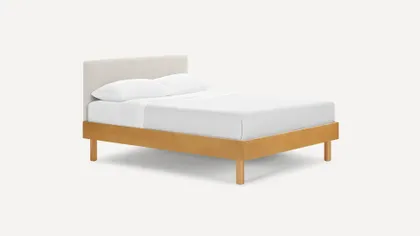Chorus Bed with Upholstered Headboard - Queen / Papyrus/Oak / Straight