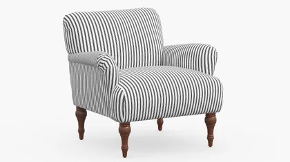 Traditional Accent Chair, Black Classic Ticking Stripe