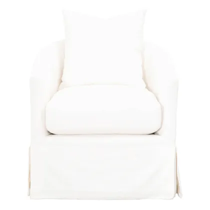 Faye Slipcover Swivel Club Chair, Cream Crepe