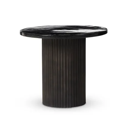 Ruben End Table-Smoked Black Cast Glass
