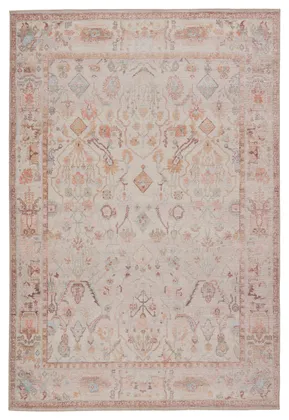 Avin Oriental Blush/ Blue Area Rug (7'6"X9'6")