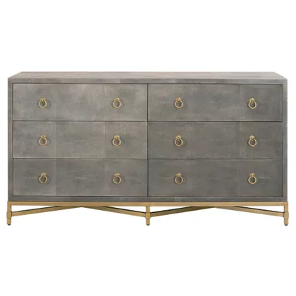 Strand Shagreen 6-Drawer Double Dresser, Gray