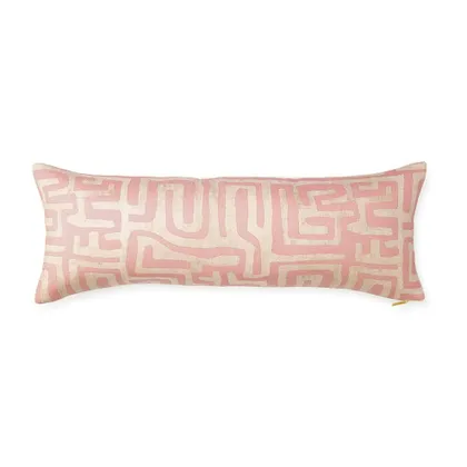 Terracotta Classic Kuba Cloth Pillow by St. Frank | Brown | 40" W x 15" H | Linen