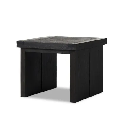 Warby End Table-Worn Black Oak