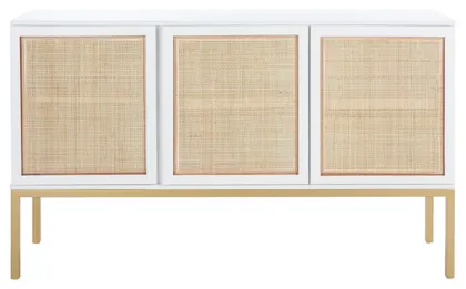 Zadie 2 Shelf Rattan Sideboard - White/Natural  - Safavieh