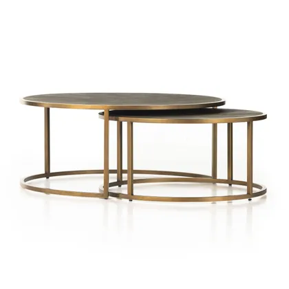 Shagreen Nesting Coffee Table-Brass