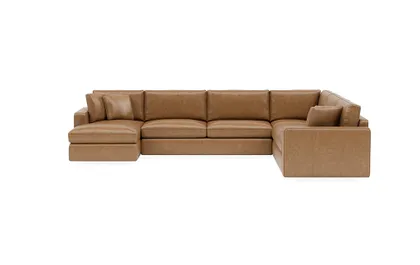 James Leather 4-Piece 5-Seat Corner Chaise Sectional Left