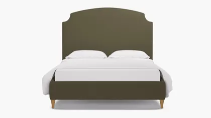 Cove Bed, Olive Everyday Linen, Natural Decorative Tapered Leg, King
