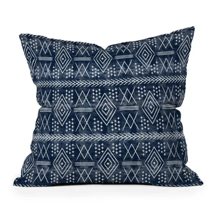 Vintage Moroccan On Blue by Little Arrow Design Co - Outdoor Throw Pillow 18" x 18"