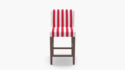 Signature Dining Counter Stool, Red Cabana Stripe, Natural Square Tapered Leg