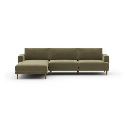 Ember Chaise Sectional - 111" / Sage - Performance Chenille / Walnut - Wood