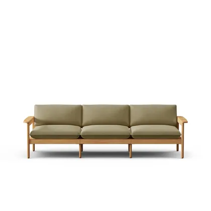 Dunes Teak 3-Seat Sofa - Rosemary - All Weather Fabric