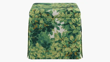 Skirted Storage Ottoman, Verdure Bois De Chene