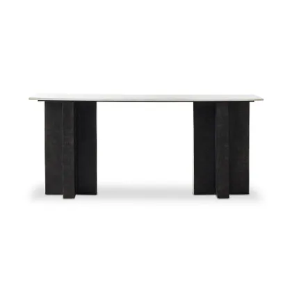 Terrell Large Console Table-Polished Wht