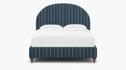 Demilune Bed, Indigo Felix, Walnut Traditional Turned Leg, King