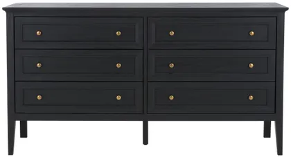 Sondra 6 Drawer Dresser - Black/Gold