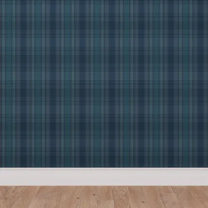 Traditional Wallpaper, Lagoon Plaid