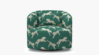 Deco Swivel Chair, Polo Green Cheetah