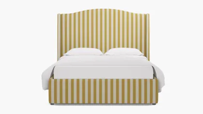 Curved Wingback Bed, Citrine Cabana Stripe, Twin