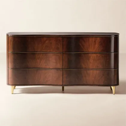 Egan 70" Mahogany Wood 6-Drawer Dresser