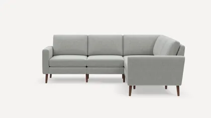 Nomad 5-Seat Corner Sectional - Crushed Gravel - Performance Chenille / Walnut - Wood / Block
