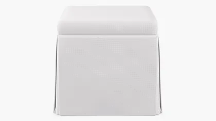 Skirted Storage Ottoman, White Twill