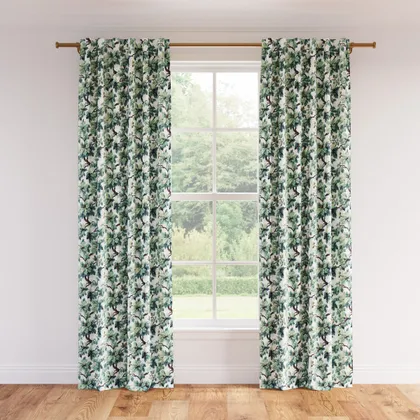 Printed Linen Curtain, Sage Woodland, 50" x 96", Privacy