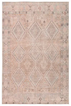 Marquesa Trellis Light Pink/ Blue Area Rug (5'X7'6")