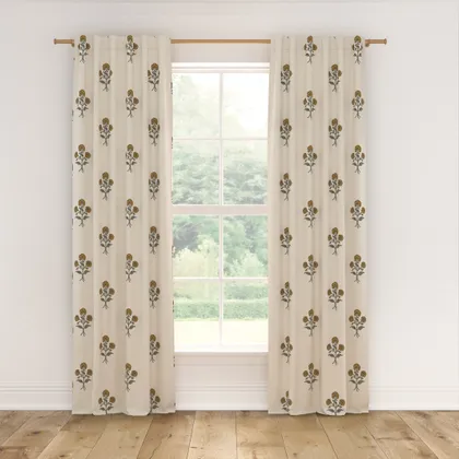 Printed Linen Curtain, Marigold Delphine, 50" x 84", Privacy