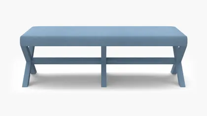 Double X Bench, French Blue Everyday Linen