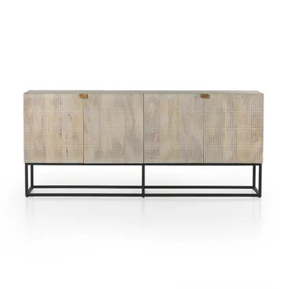 Kelby Sideboard-Light Wash Carved Mango