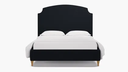 Cove Bed, Navy Everyday Linen, Natural Decorative Tapered Leg, King