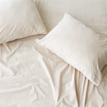The Citizenry Stonewashed Organic Cotton Percale Bed Sheet Set | King | Ivory
