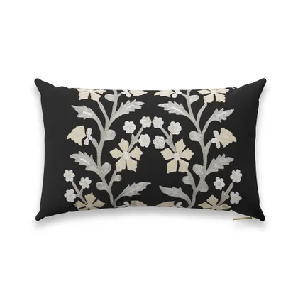 Black Tree of Life Suzani Pillow by St. Frank | 26" W x 16" H | Linen