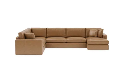James Leather 4-Piece 5-Seat Corner Chaise Sectional Right