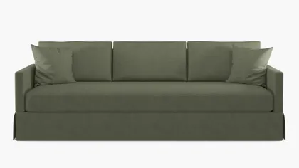 Skirted Track Arm Sofa, Moss Luxe Linen, Standard (39")