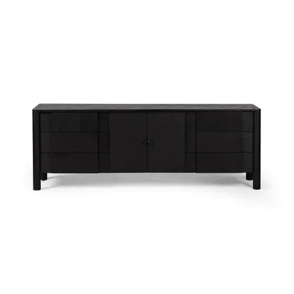 Pollard Media Console-Brushed Ebony Oak