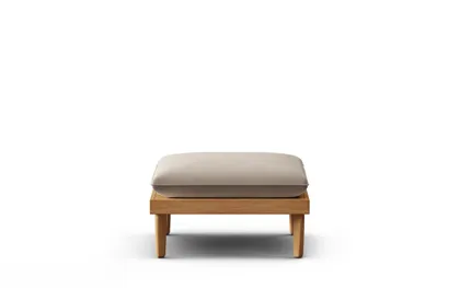 Dunes Teak Ottoman - Sand - All Weather Fabric