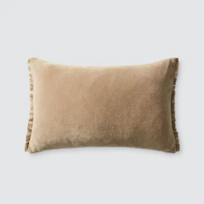 The Citizenry Naveta Velvet | Small Lumbar Pillow | 12" x 20" | Camel