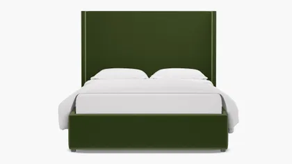 Modern Wingback Bed, Essex Performance Velvet, Queen