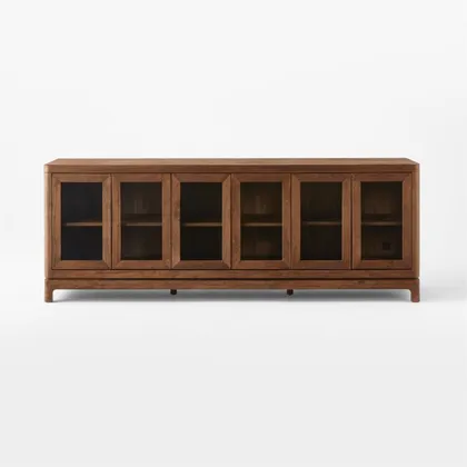 Truman 93" Acacia and Glass Door Credenza