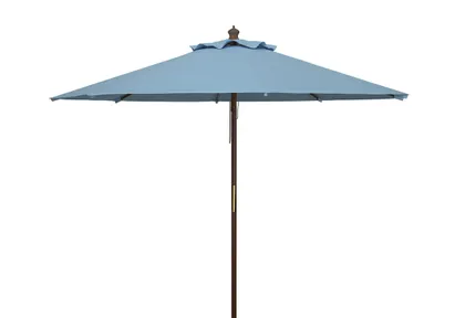 Bethany 9Ft Wooden Umbrella - Baby Blue - Safavieh