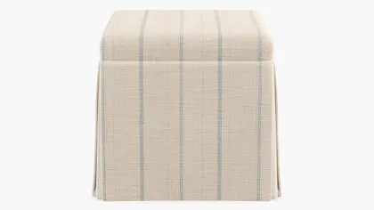 Skirted Storage Ottoman, Sky Fritz