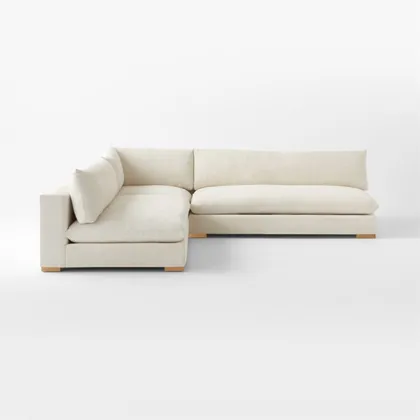 Deseo 3-Piece Modular White Performance Fabric Deep Depth Sectional Sofa with Loveseat