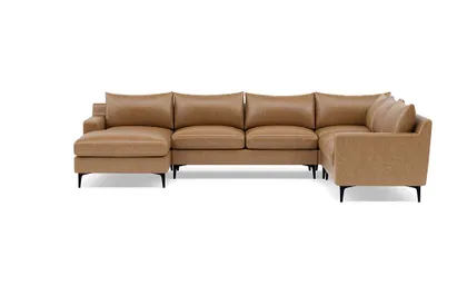 Sloan 4-Piece Leather Corner Sectional Sofa with Left Chaise