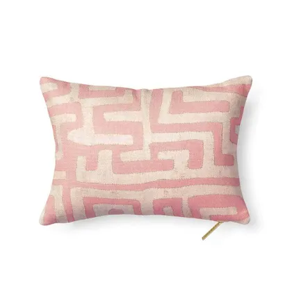 Terracotta Classic Kuba Cloth Pillow by St. Frank | Brown | 16" W x 12" H | Linen