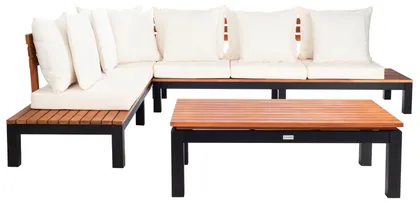 Fristal 3 Piece Living Set - Natural/Black Leg/Beige - Safavieh