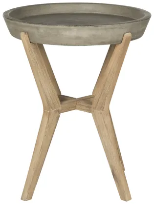 Celeste Indoor/Outdoor Modern Concrete Round 21.2-Inch H End Table - Dark Grey - Safavieh
